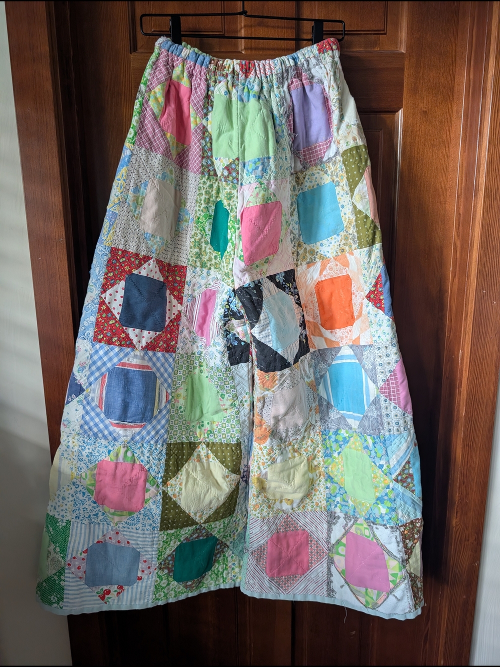 Jo & June Vintage Patchwork Quilted Pants in Multi Pastel Colors